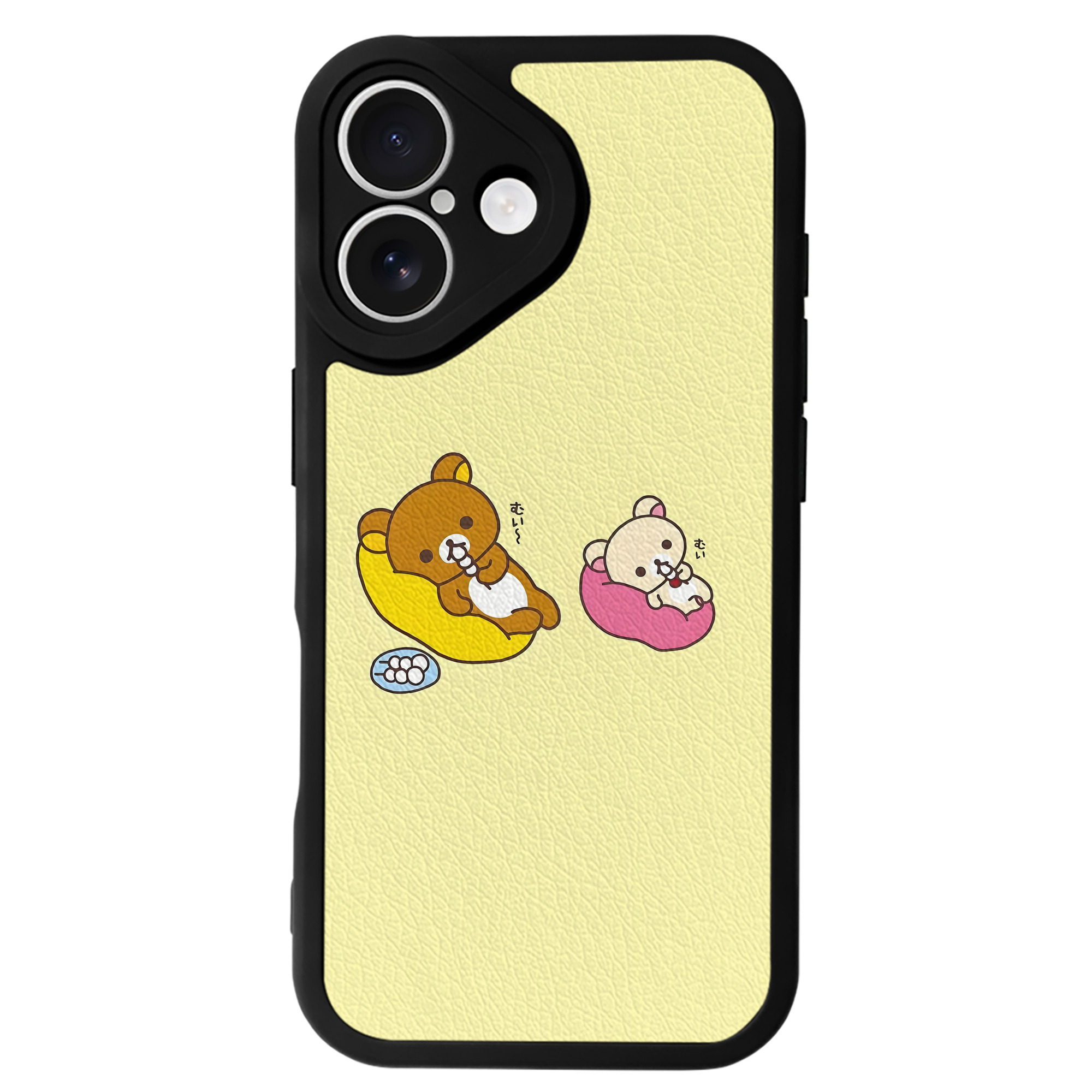 （画像用） リラックマ リラックマ キイロイトリ Rilakkuma Korilakkuma Kiiroitori 【iPhone 16シリーズ対応】シリコンスマホケース（レザー調） 材質：シリコン